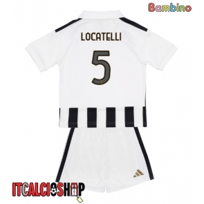 Juventus Manuel Locatelli #5 Prima Maglia Bambino 2026-27 Manica Corta (+ Pantaloni corti)